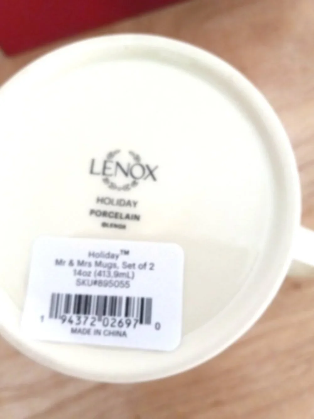 Lenox Holiday Mr & Mrs Mug Set of 2 Christmas Porcelain Coffee Cups New Box